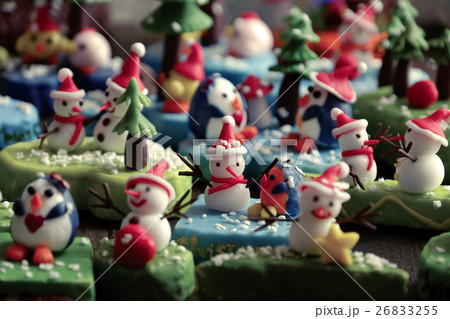 Merry Christmas background, clay Xmas ornament 26833255