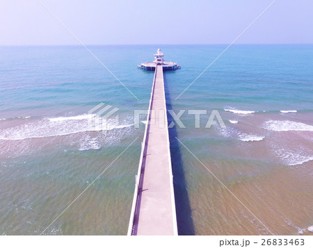 aerial  view of light house and blue sea beach 26833463