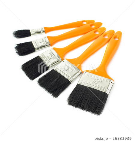 Pile of Paint brushes over isolated white 26833939