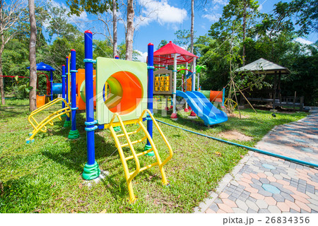 children's colorful playground in the park 26834356