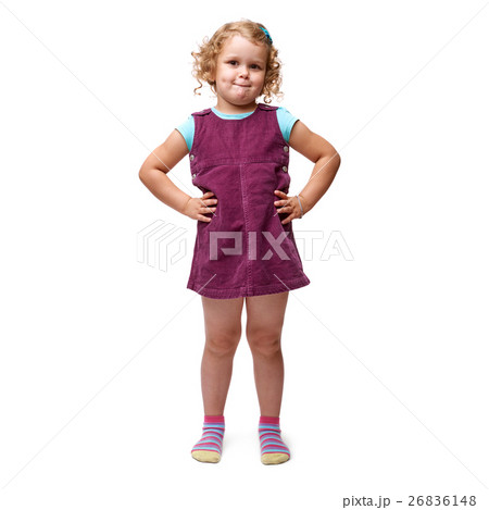 Young little girl standing over isolated white 26836148