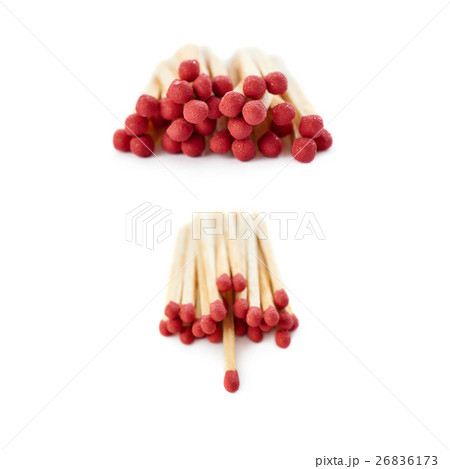 Set of Pile of Wooden matches isolated over the Set of Pile of Wooden matches isolated over the 26836173