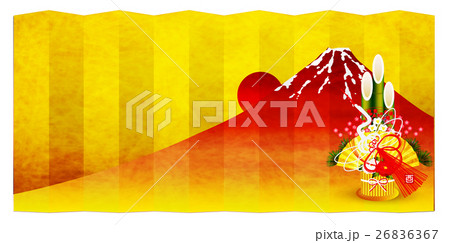 酉　富士山　日の出　背景  26836367