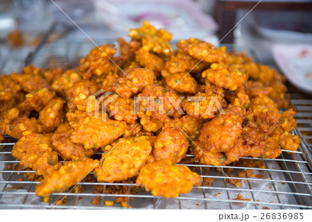 fried fish patty with corn mix for sale in market 26836985