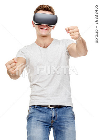 Man with virtual reality goggles 26838405