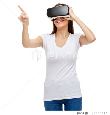 Woman with virtual reality goggles Woman with virtual reality goggles 26838747