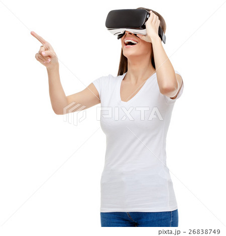 Woman with virtual reality goggles Woman with virtual reality goggles 26838749