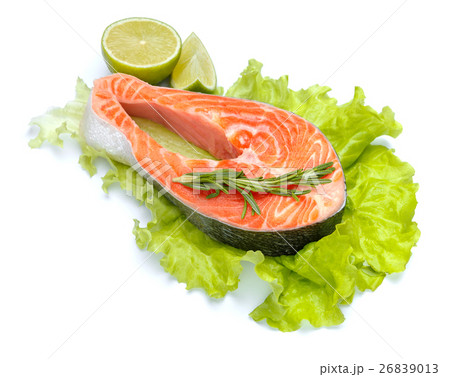 Fresh Raw Salmon Red Fish Steak 26839013