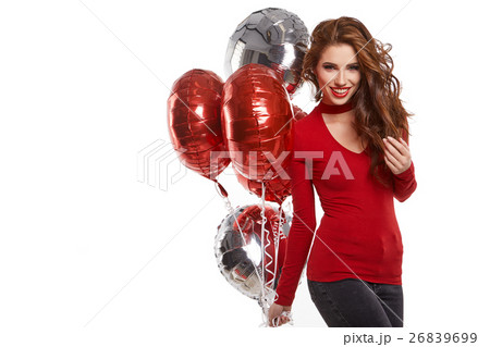 beautiful girl in the studio for the new year, christmas 26839699