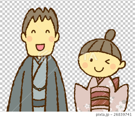 和服年輕夫婦男女 26839741