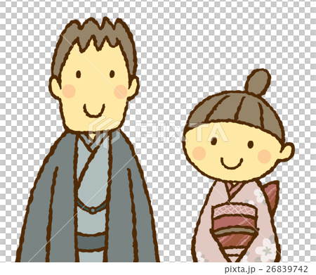 和服年輕夫婦男女 26839742