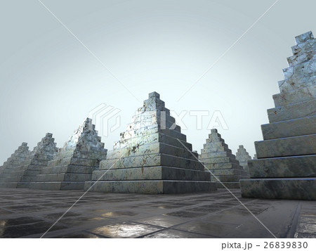 Abstract empty space whit  pyramids Steel. 26839830