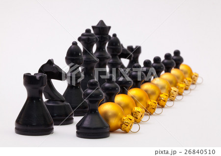 Black chess figure and golden Christmas decoration Black chess figure and golden Christmas decoration 26840510