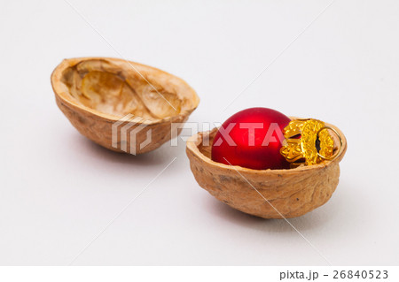 Christmas decorations in the shell of walnuts. Christmas decorations in the shell of walnuts. 26840523