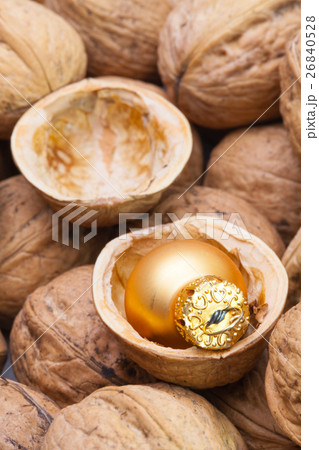 Christmas decorations in the shell of walnuts. 26840528