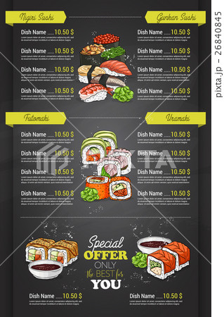 Restaurant vertical color sushi menu Restaurant vertical color sushi menu 26840845