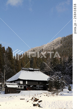白馬村 山里の冬 茅葺の民家 白馬村 山里の冬 茅葺の民家 26843838
