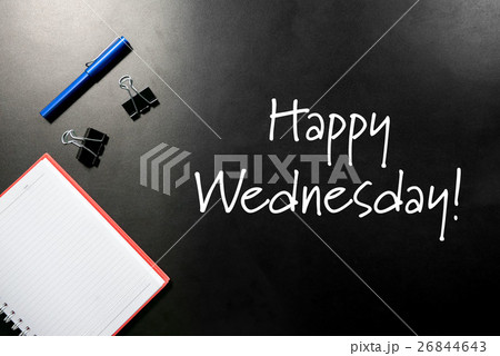 Flat lay business concept. Word Happy Wednesday 26844643