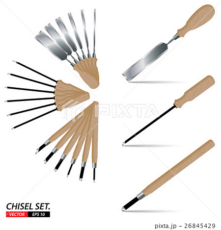 Chisel set on white background. Tool set. 26845429
