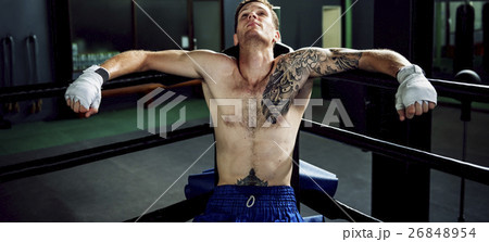 Boxer Rest Sitting Corner Rounds Break Concept 26848954