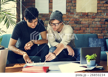 People Meeting Discussion Design Talking Blueprint Concept 26850234