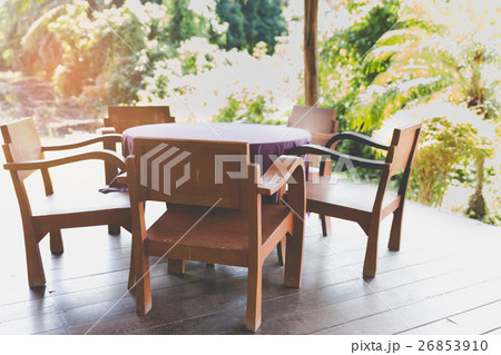 wood chair and table on terrace wood chair and table on terrace 26853910