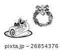 クリスマスロールケーキ&クリスマスリース 線画 26854376