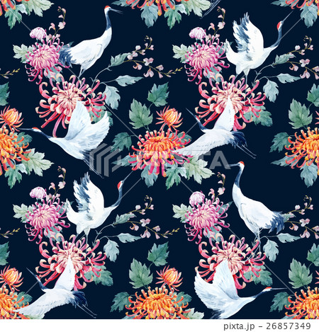 Watercolor crane pattern 26857349