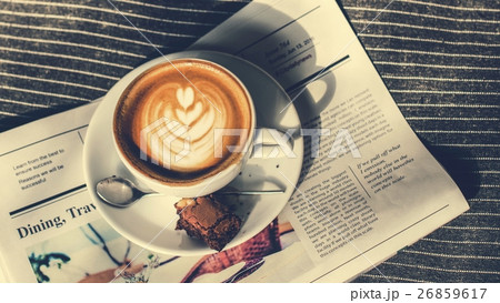 Coffee Americano Espresso Newspaper Couch Concept 26859617