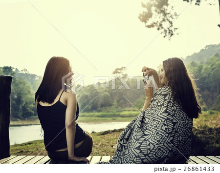 Girls Friends Exploring Outdoors Nature Concept 26861433