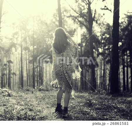 Girl Exploring Freedom Outdoors Concept 26861581