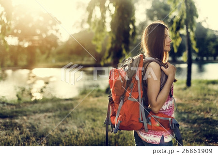 Backpacker Casual Travel Tourist Carefree Nature Concept 26861909