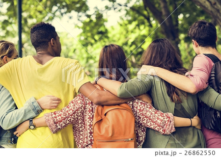 Diverse Group Young People Bonding Outdoors Concept 26862550