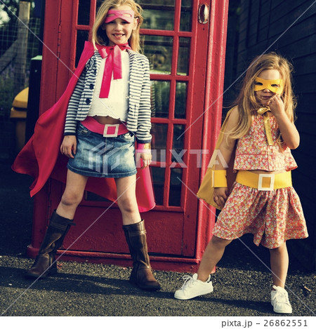 Super Woman Costume Friend Buddy Concept Super Woman Costume Friend Buddy Concept 26862551