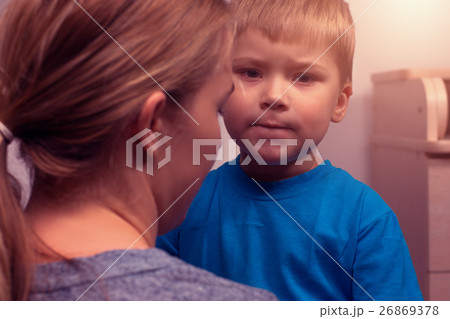 Mother and her little son hugging after quarrel 26869378