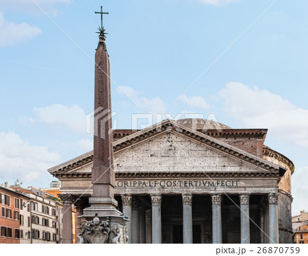 front view of Pantheon and egyptian obelisk front view of Pantheon and egyptian obelisk 26870759