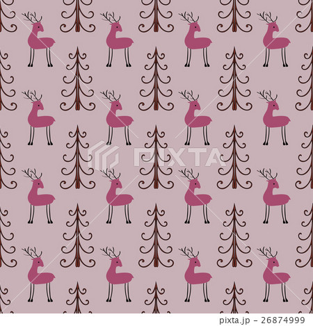 Deer forest seamless pattern. Deer forest seamless pattern. 26874999