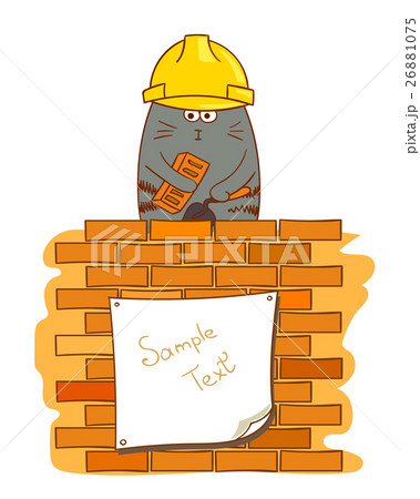 Cartoon cat bricklayer. Cartoon cat bricklayer. 26881075
