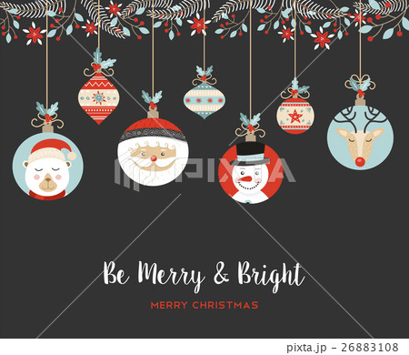 Merry Christmas cute retro bauble greeting card 26883108