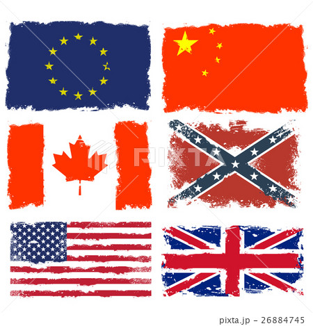 Shabby flags of Canada, China, Confederate, EU Shabby flags of Canada, China, Confederate, EU 26884745