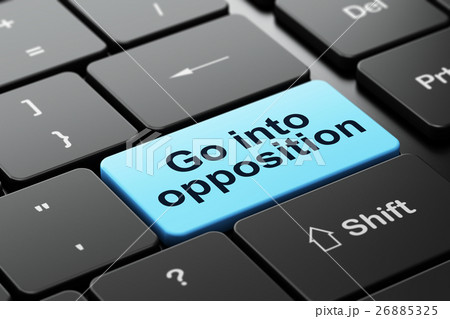 Political concept: Go into Opposition on keyboard Political concept: Go into Opposition on keyboard 26885325