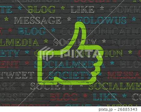 Social media concept: Thumb Up on wall background 26885343