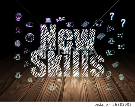 Learning concept: New Skills in grunge dark room Learning concept: New Skills in grunge dark room 26885902