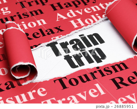 Vacation concept: text Train Trip under paper 26885951
