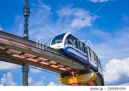 Moscow cityscape. TV tower, monorail train, Russia 26886494