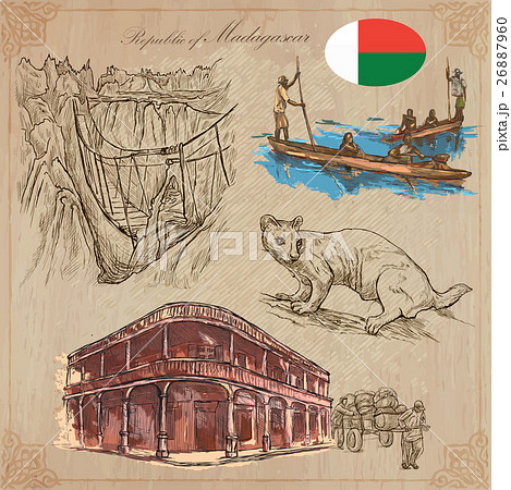Madagascar - Pictures of life. Travel vector set. 26887960