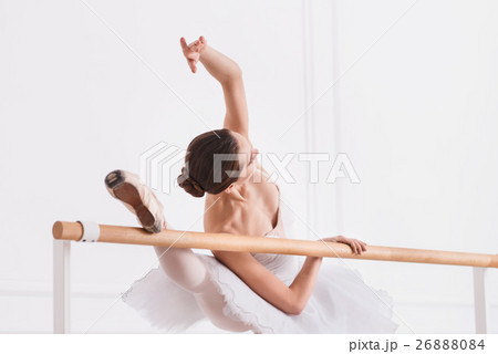 Tender woman while standing in ballet pose Tender woman while standing in ballet pose 26888084