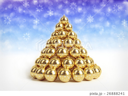 christmas theme with golden xmas bulbs. 3D render christmas theme with golden xmas bulbs. 3D render 26888241