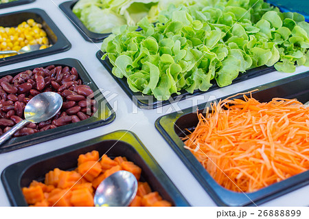 Salad Bar fresh vegetables sliced Salad Bar fresh vegetables sliced 26888899