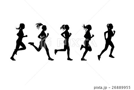 Set of women is running action  26889955